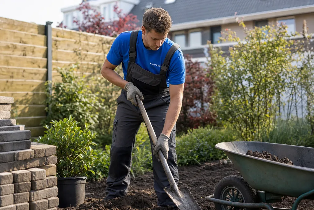 Hovenier Aanleg Tuinen aan het werk bij Versado in Venlo