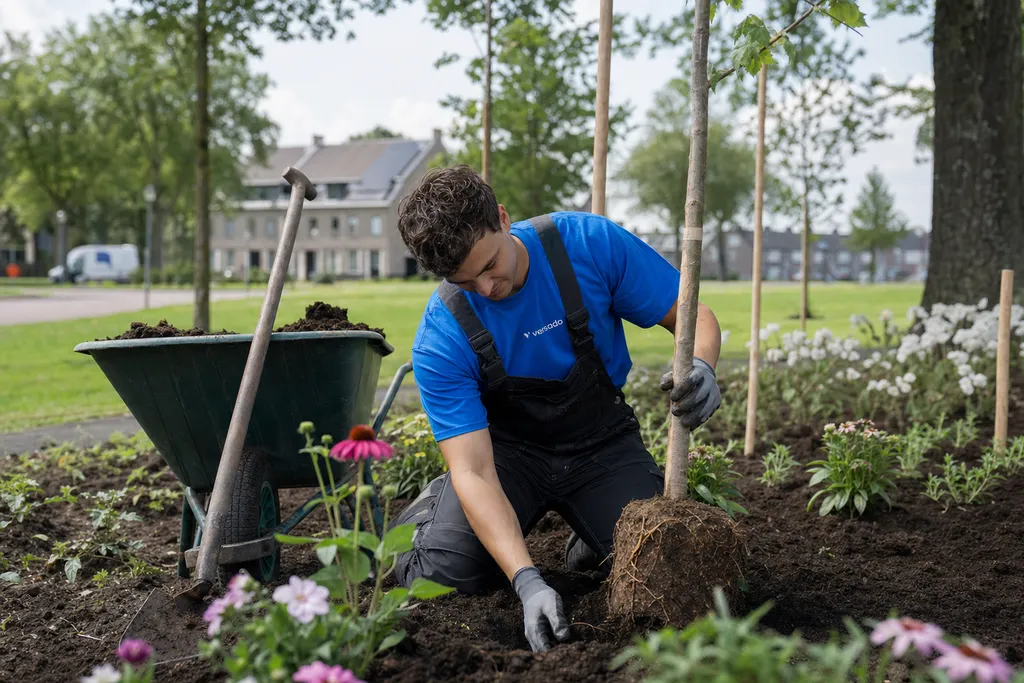 Medewerker groenvoorziening aan het werk bij Versado in Venlo